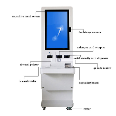 Máy rút thẻ màn hình cảm ứng đứng 32 inch Foor Máy đọc mã QR Kiosk bán vé tự phục vụ