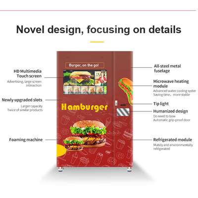 24 giờ Máy bán hàng tự động màn hình cảm ứng 32 "Kiosk cho món ăn nóng Hamburger