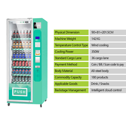 Đồ uống lạnh 32 inch Máy bán hàng tự động Kiosk Thanh toán tiền mặt và tiền xu cho hoạt động ngoài trời