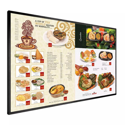 Bảng thực đơn bảng hiệu kỹ thuật số treo tường 43 inch Màn hình quảng cáo màn hình LCD