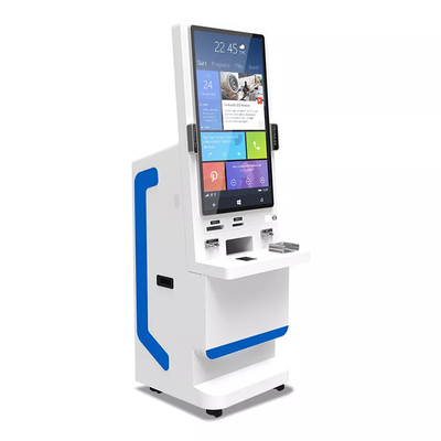 Màn hình 32&quot; Thanh toán tự phục vụ Kiosk chấm công Thiết bị đầu cuối nhận dạng khuôn mặt với hệ thống đo nhiệt độ