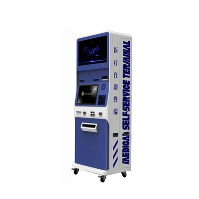 Kiosk tự phục vụ khách sạn màn hình đôi 128G với in tài liệu A4