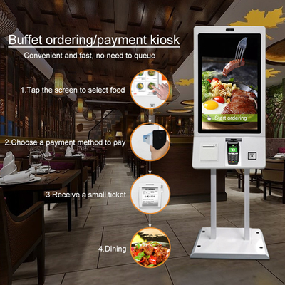 Nhà hàng Đồ ăn nhanh 32 inch Tất cả trong một lần Tự phục vụ Thanh toán Đặt hàng Kiosk