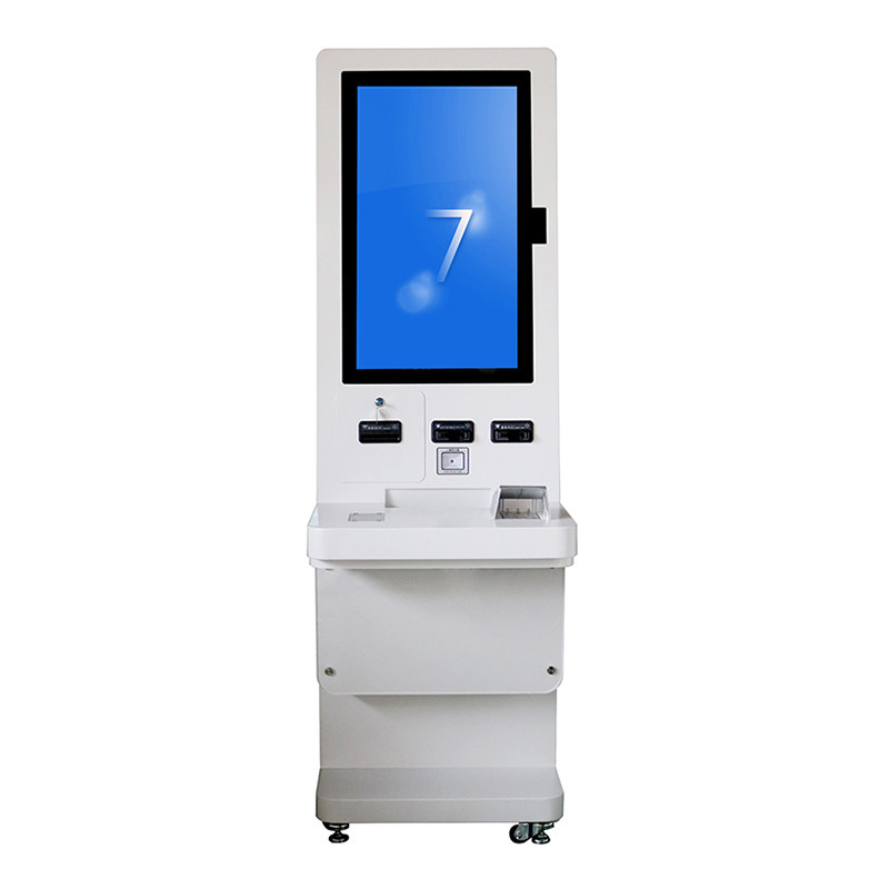 Máy rút thẻ màn hình cảm ứng đứng 32 inch Foor Máy đọc mã QR Kiosk bán vé tự phục vụ