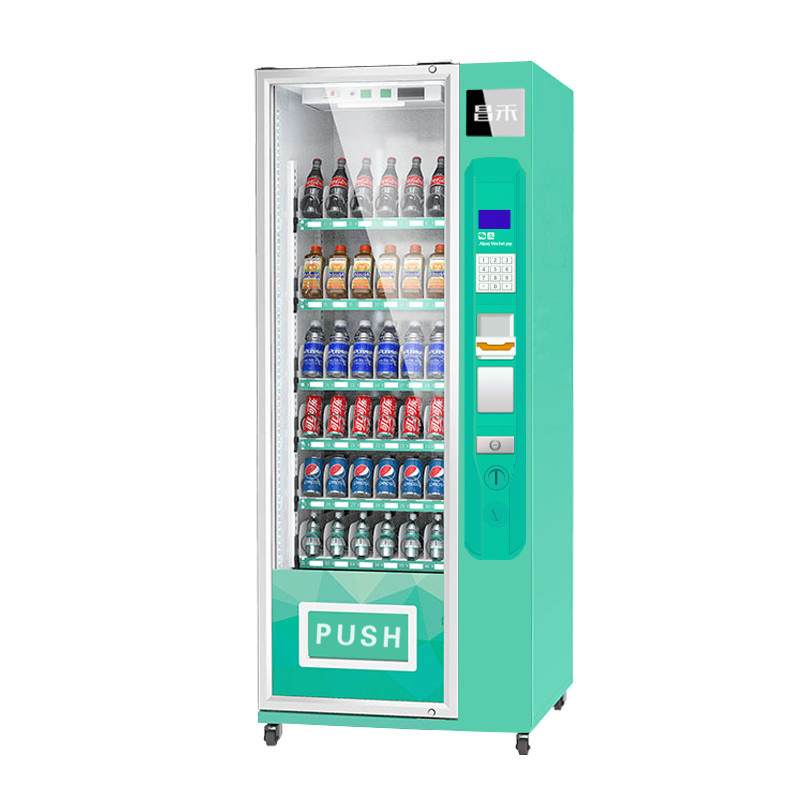 Đồ uống lạnh 32 inch Máy bán hàng tự động Kiosk Thanh toán tiền mặt và tiền xu cho hoạt động ngoài trời